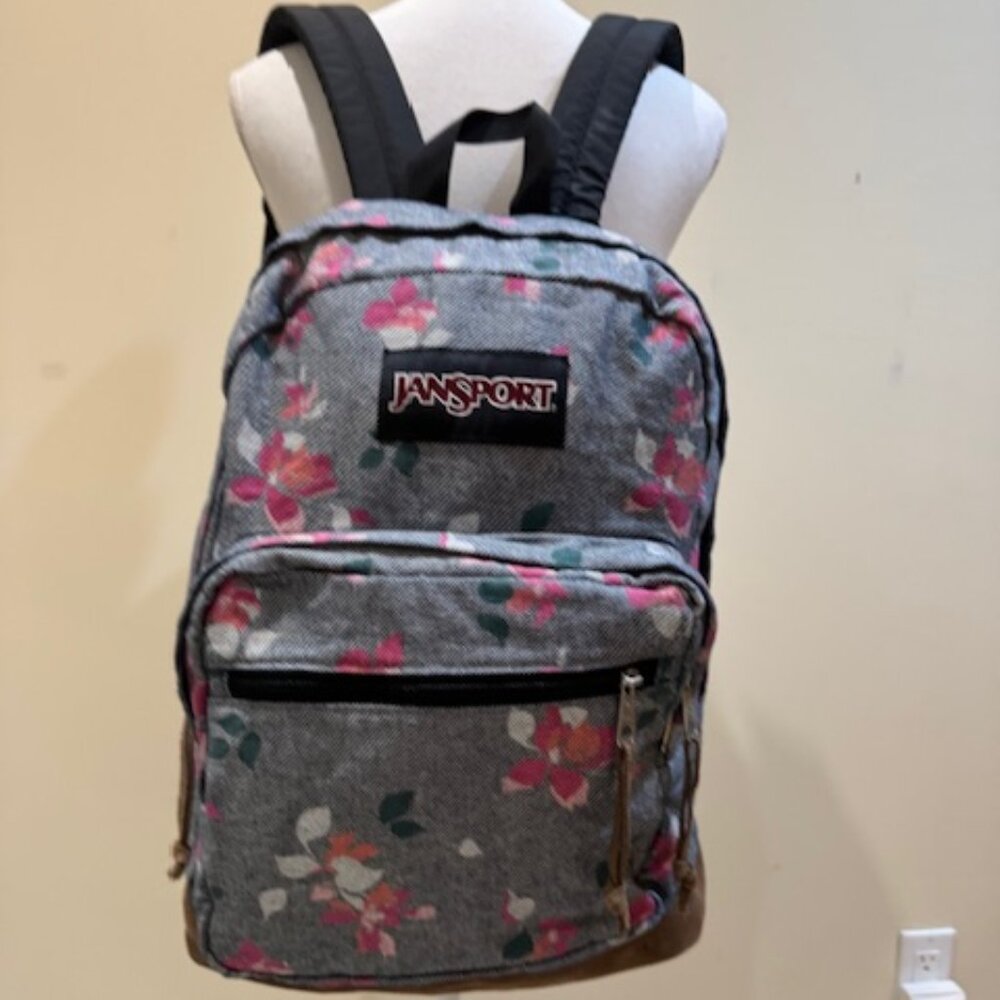 JanSport Backpack Grey Flowered